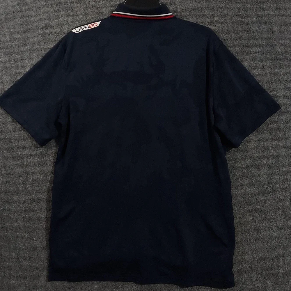 Ralph‎ Lauren RLX Polo Shirt Mens Medium Blue Camo USA Team 2020 Ryder Cup Golf